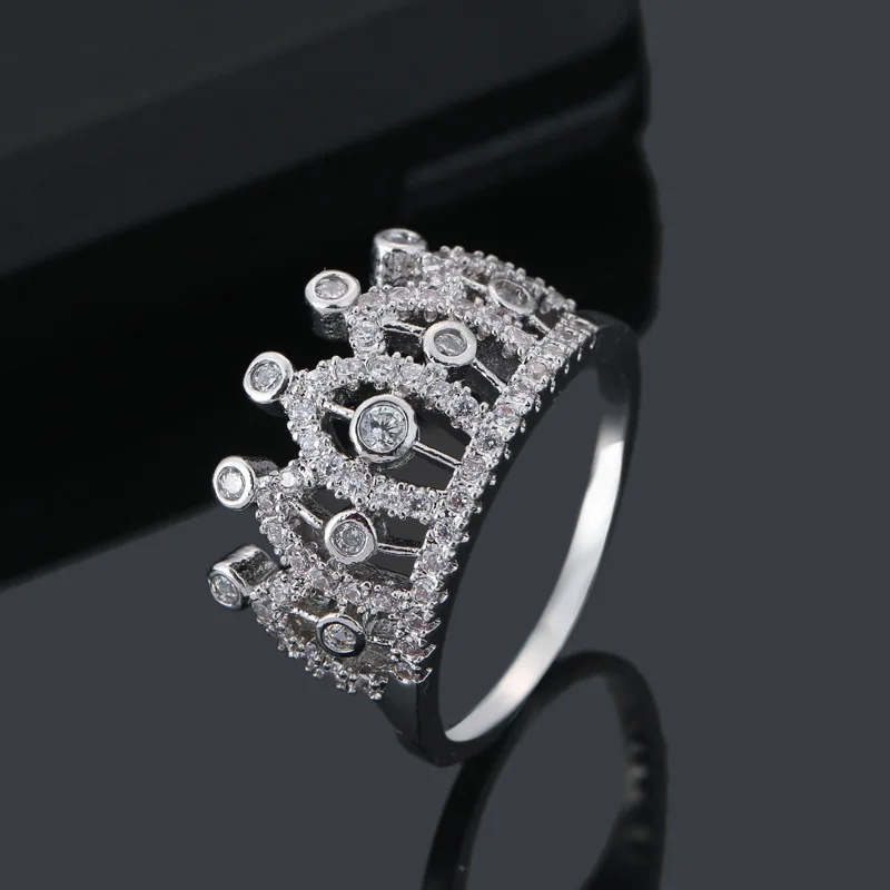UMODE, дизайн, золотые кольца для девочек, для свадебной вечеринки, кольца с короной для женщин, обручальные кольца с фианитами, подарки, Прямая поставка UR0596 - Цвет основного камня: White Gold