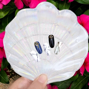 

Luxury Crystal Glass False Nail Art Tips Display Tray Shell Plate DIY Manicure Color Paint Palette Board Manicure Nail Display