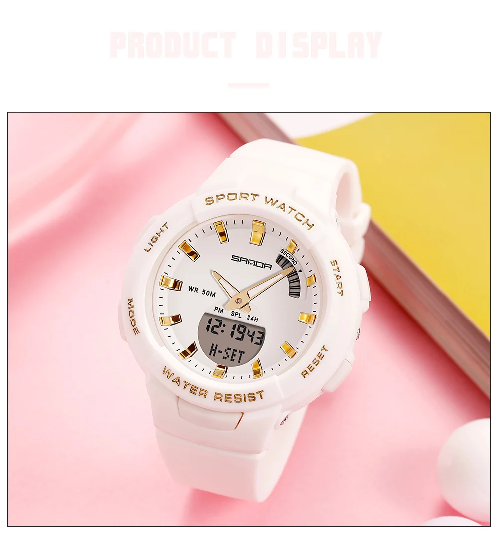 Fashion Sanda Top Brnad New Luxury Women Sport Watch Military Waterproof Multifunctional Led Digital Quartz Relogio Feminino