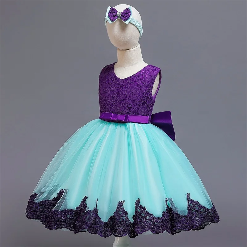 Для маленьких девочек платье-пачка фантазии Радуга принцессы Красочные Единорог Платье + повязка на голову Костюм для Рождества и