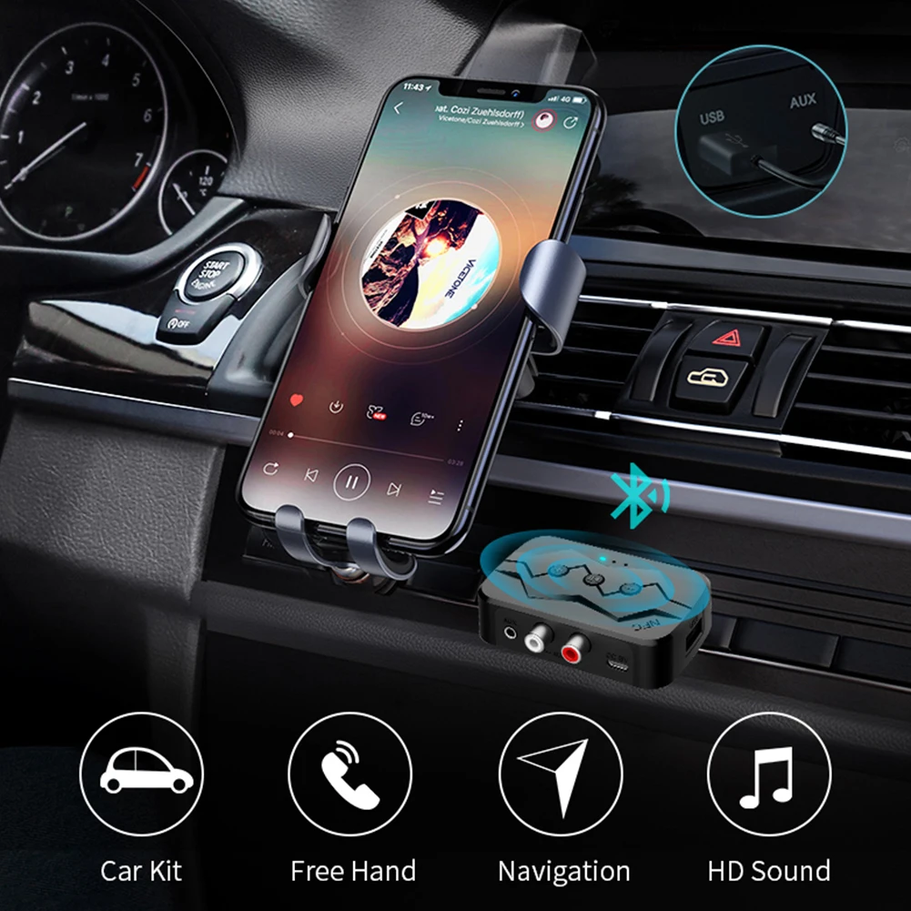 NFC Bluetooth-совместимый 5 0 передатчик приемник SD U диск RCA 3 мм AUX беспроводной аудио