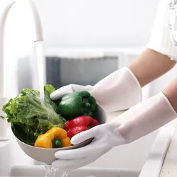 1Pair Long Dishwashing Cleaning Gloves Silicone Rubber Dish Washing Glove for Household Scrubber Kitchen Clean Tool S-L