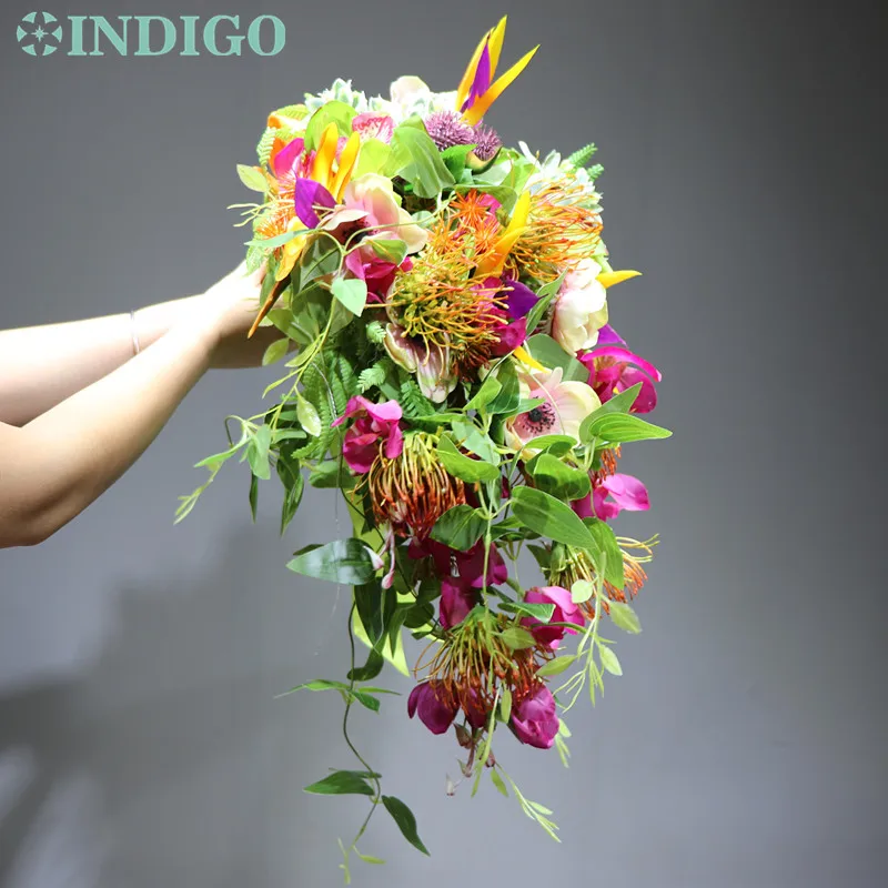 

INDIGO Design - Wedding Bride Holding Flower Bird of Paradise Flower Arrangement Bouquet Free Shipping