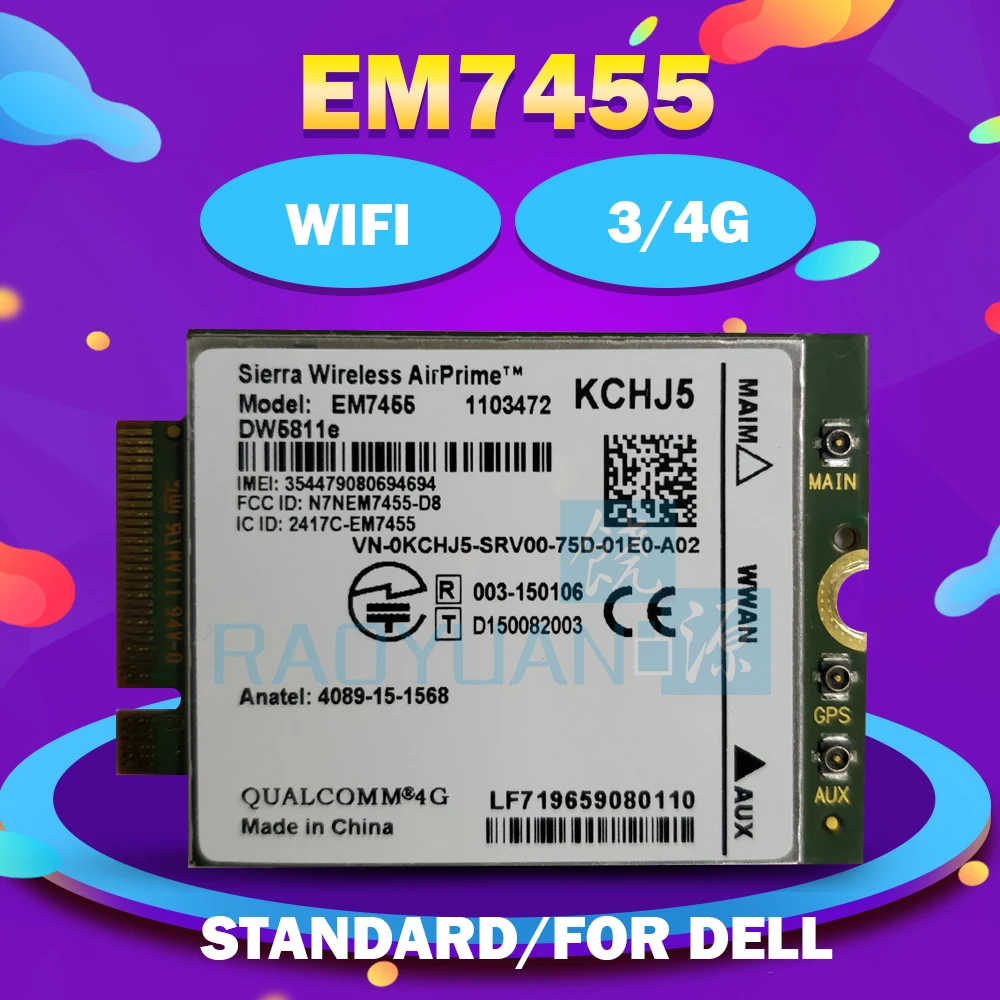 Беспроводная WLAN карта Sierra Wireless Airprime EM7455 DW5811E для DELL E7270 E7470 E7370 E5570 FDD/TDD LTE 4G Cat6 Gobi6000|3G