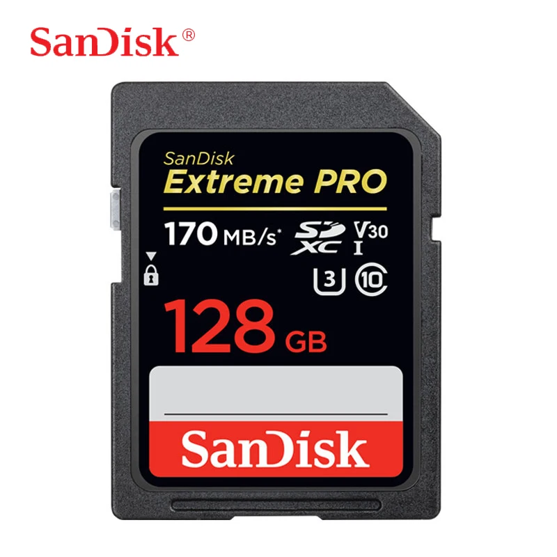 SanDisk Extreme PRO SDHC SDXC карта памяти 64 ГБ 128 256 до 170 МБ/с./с класс 10 C10 U3 V30 4K 32 95 для