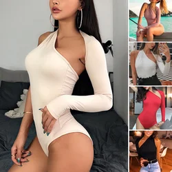 Mono transpirable con espalda descubierta para mujer, traje de Color sólido para fiesta en la playa, novedad