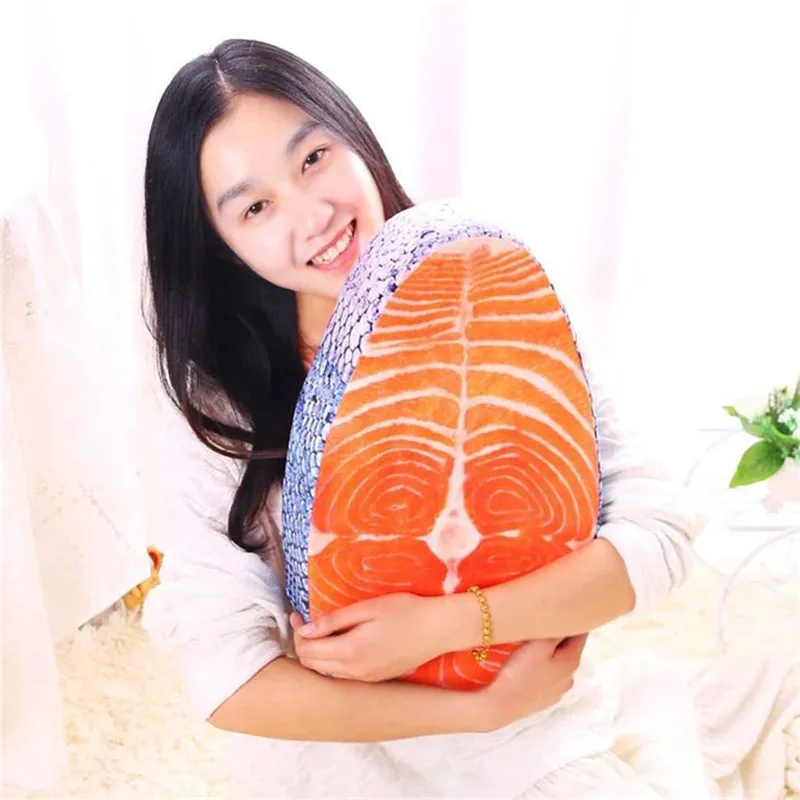 50cm Removable Salmon Plush Cushion Simulation Seat Cushion Decoration Cotton Pillow Cojines Decorativos Almofada 30AUG08