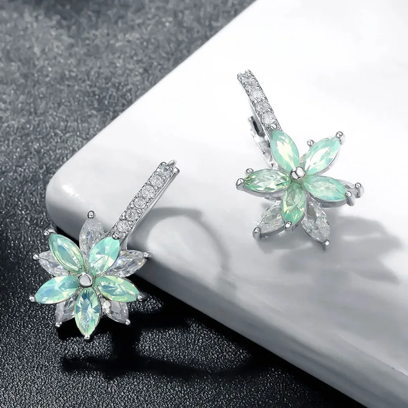 

Cute Romantic Lovely Clear Stone Flower Shape Convenient Simple Stud Earrings Copper Cubic Zirconia For Women Party