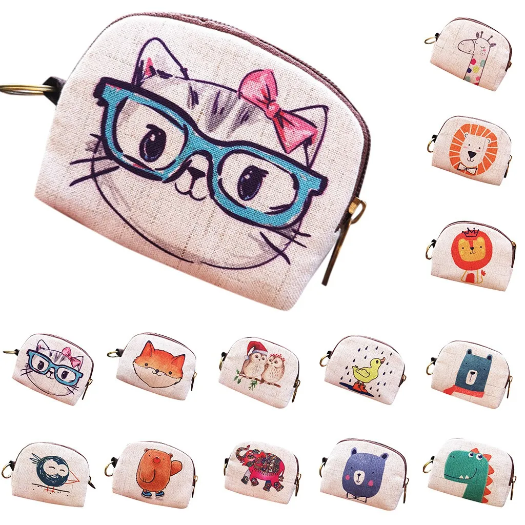 Aelicy, сумка для ключей, кошелек для женщин, девушек, милый кот, хлопок и лен, принт с героями мультфильмов, Женский Повседневный кошелек, кошелек для монет