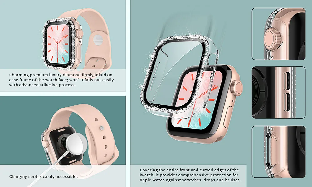 Diamond Bumper Protective Case for Apple Watch Cover Series 7 6 SE 54 38MM 42MM For Iwatch 45mm 41mm 40mm 44mm Apple Watch Case Diamond Bumper Protective Case for Apple Watch Cover Series 7 6 SE 54 38MM 42MM For Iwatch 45mm 41mm 40mm 44mm Apple Watch Case