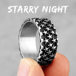 Starry Night Stainless Steel Couples Rings - Creative Jewelry Gift - 8 (R531 - Starry Night)