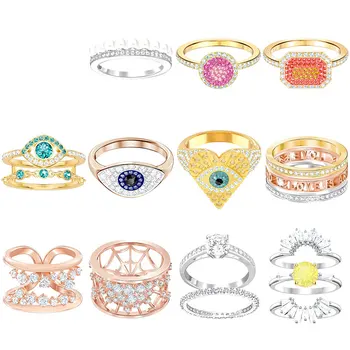 

High Quality Swa Original Fashion Pop Blue Devil's Eye Ring Stitching Ring Jewelry Wholesale.