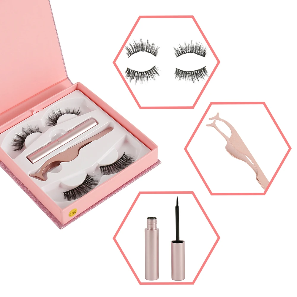 Faux Cils magnestique Naturel Магнитная жидкая подводка для глаз и магнитные накладные ресницы и Пинцет Набор магнитной подводки для глаз Накладные ресницы