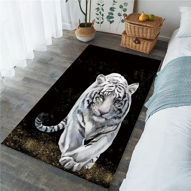 White Постельные принадлежности Outlet Tiger детский коврик акварельный ковер для гостиной коврик для диких животных нескользящий напольный коврик черный белый ковер домашний декор tapis - Цвет: White