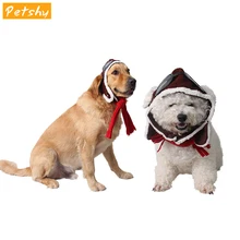 Petshy Polar Fleece VINTAGE Cat Dog หมวกหมวกผ้าพันคอสำหรับ PET PILOT คอสเพลย์ปาร์ตี้ Headwear สุนัขแมวหมวกแถบคาดศีรษะ(China)