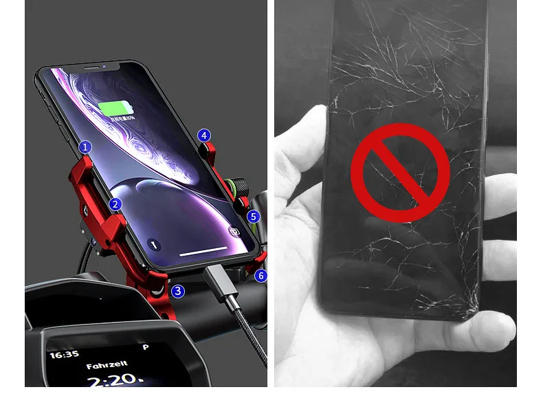 Универсальный алюминиевый держатель для телефона мотоцикла с USB QC3.0 зарядное устройство Moto велосипедный держатель для камеры для 4-6,2 дюймов мобильное крепление сотового телефона