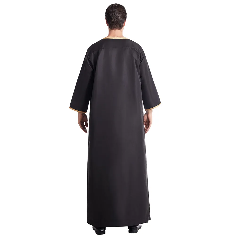 Men Traditional Muslim Jubba Thobes Arabic Islamic Clothing Fashion Embroidery Kaftan Saudi Arabia Dubai Abaya Long Dress Robes