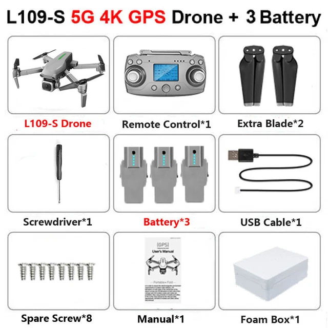 109-S 3B Foam L109-S gps Дрон 4K 5G wifi 1 км Квадрокоптер с камерой HD складной Дрон анти-встряхивание Квадрокоптер Профессиональный мини Дрон VS L109 - Цвет: 109-S 3B Foam