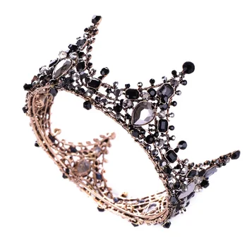 

Jeweled Baroque Queen Wedding Crowns Costume Party Hair Accessories with Gemstones Bridal Crowns and Tiaras Baroco Queen Style