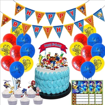 

Sonic The Hedgehog Party Supplies Paper Cup Plates Tablecloth Sonic Super Hero Foil Balloon Set Kids Birthday Party Birthday Dec