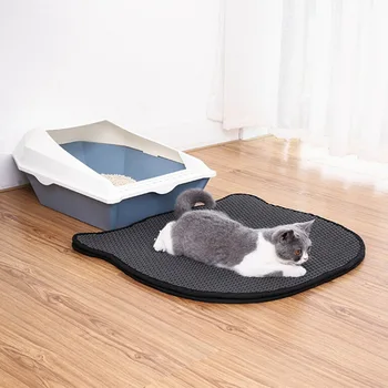 

Pet Cat Litter Mat Environmental protection EVA Double Bear Head Cat littr Trapper mat Easy to Clean Scatter Control