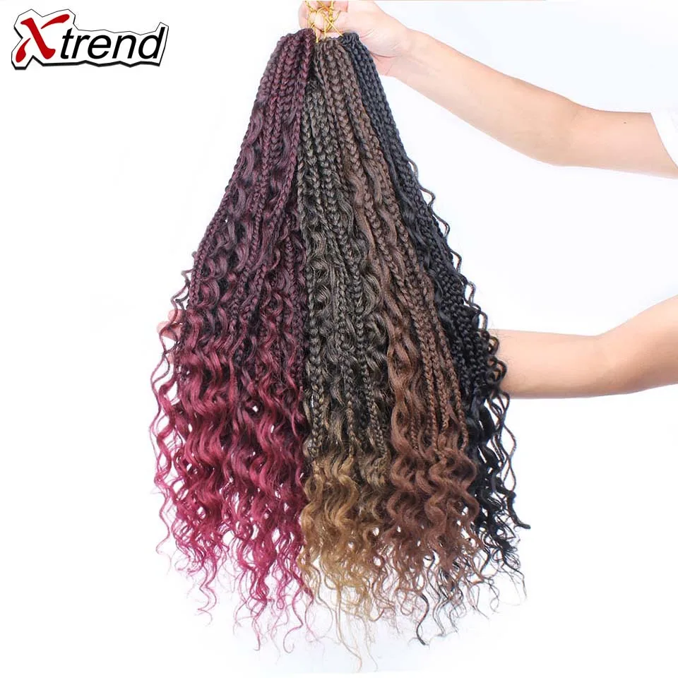 

Xtrend Synthetic Crochet Braid Bohemian Box Braids Crotchet Hair Extensions Ombre Braiding Braided Messy Goddess Box Braids