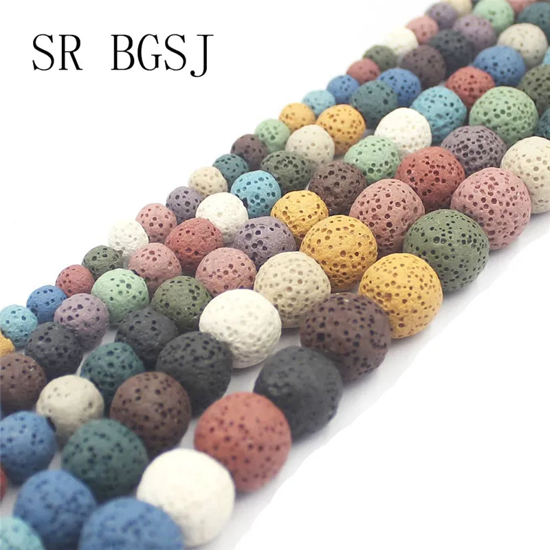 Free Shipping 6mm-14mm Mixed Random Colorful Lava Gems Loose Natural Stone Beads String 15&quot | Украшения и аксессуары