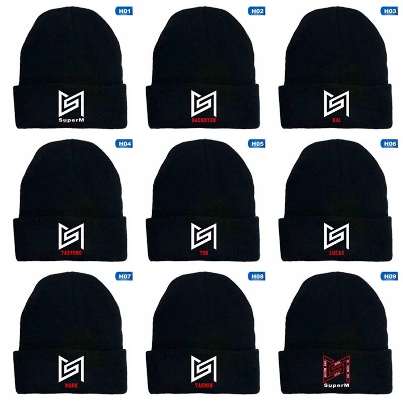 Осень зима мужская женская мода KPOP Super M Fans Hat djustable Skullies& Beanies