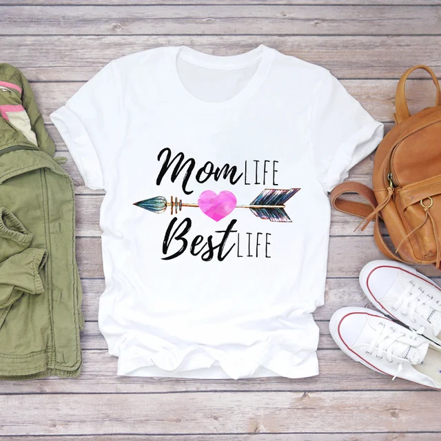 Women Cartoon Super Mom Life Momlife Mama Mother Summer Print Lady T-shirts Top T Shirt Ladies Womens Graphic Female Tee T-Shirt CZ9726