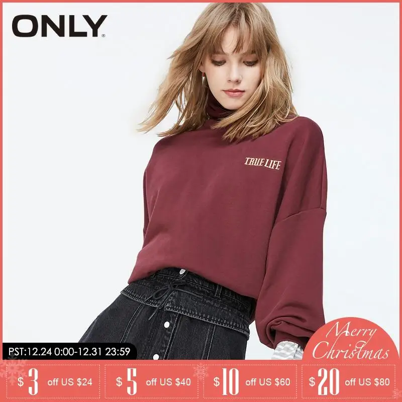 Только для женщин свободный крой письмо вышивка Drop-shoulder Толстовка Толстовки | 11939S565