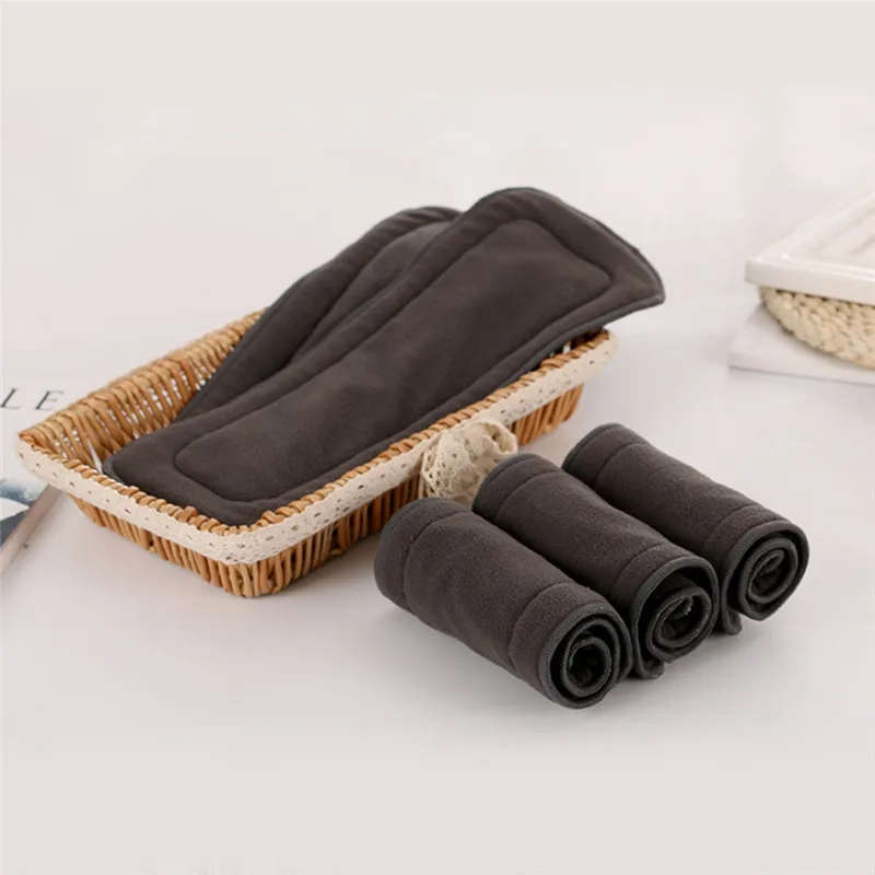 Washable Adult Diaper Bamboo Charcoal Cloth Nappy Liner Super Absorbent Reusable Incontinence Adult Diaper Insert Pad reusable diapers incontinence bed pad