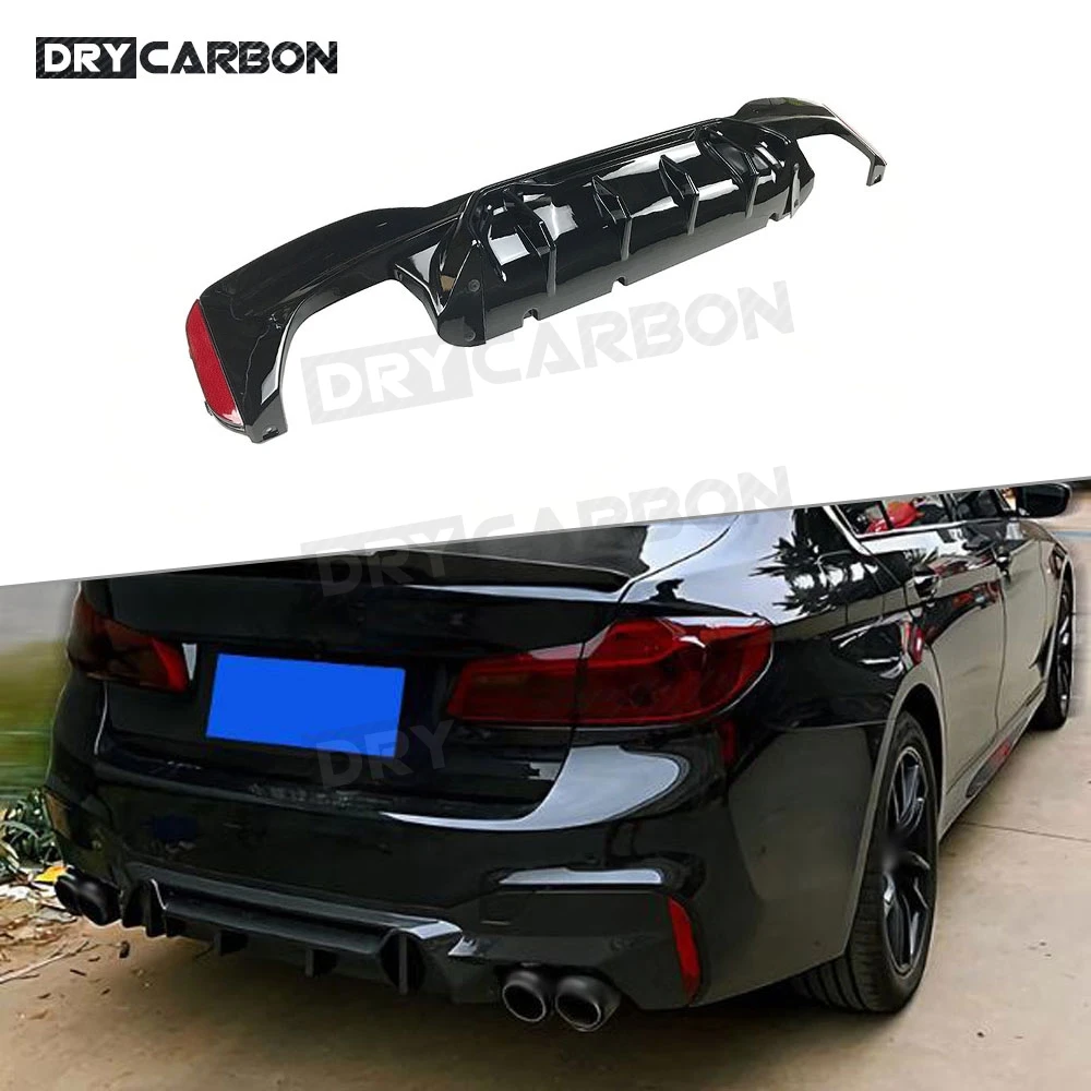 Rear Bumper Lip Diffuser Stainless Steel Exhaust Tips For BMW 5 Series G30 G38 M Sport 17-2020 M5 Style ABS Bumper Competition