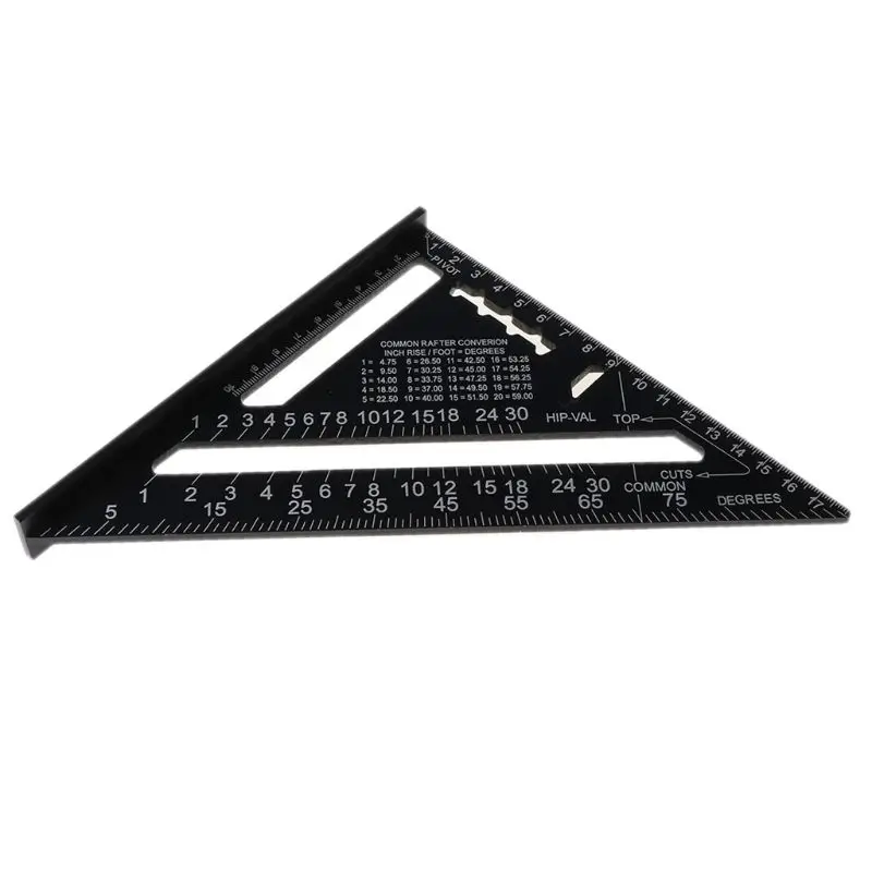 

7/12Inch Aluminium Triangular Measuring Ruler Woodworking Carpenter Square Angle