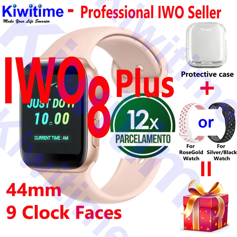 Online KIWITIME ibuo 8 PLUS 44mm reloj 4 ritmo cardíaco caja de reloj inteligente para apple iPhone Android teléfono iPhone 5 6 9 10 actualización no apple Watch
