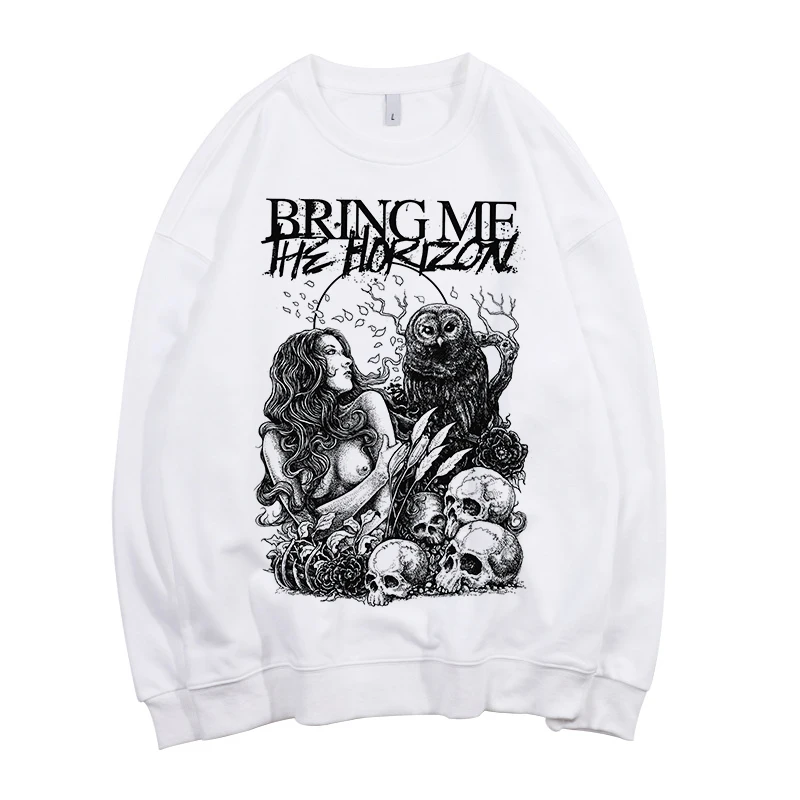 style6 Todhoof/ ; хлопковая толстовка унисекс с круглым вырезом и принтом «Bring Me The Horizon»; Азиатский размер - Цвет: style6