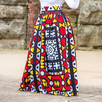 

Ethnic Geometric Pattern Printed African Women A Line High Waisted Vintage Long Skirts Womens Maxi Skirt Full Length Summer