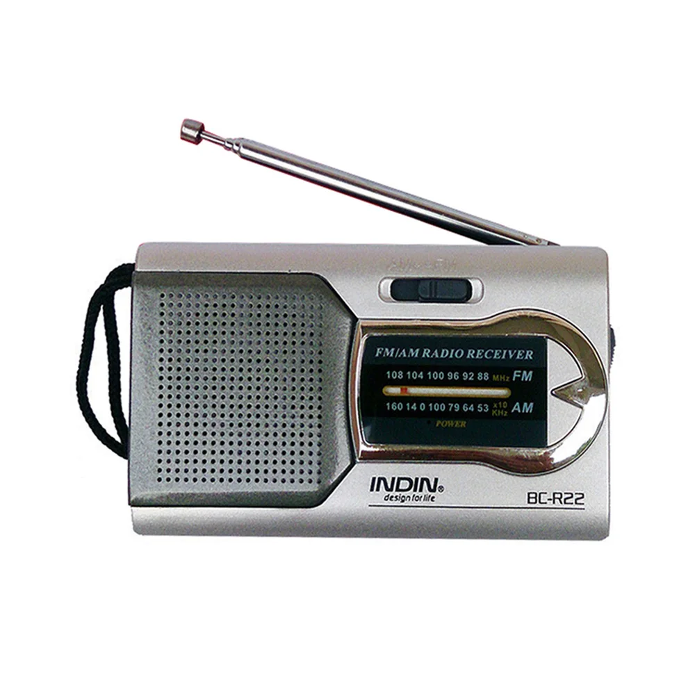 

INDIN BC-R22 AM/FM Dual Band Mini Radio Receiver Portable Player Built-in Speaker with a Standard 3.5MM Headphones Jack