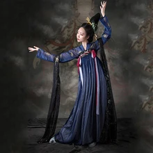 Hanfu Женский праздничный наряд костюм феи для косплея Hanfu платье синяя традиционная одежда для выступлений Hanfu сценическая одежда BL2046