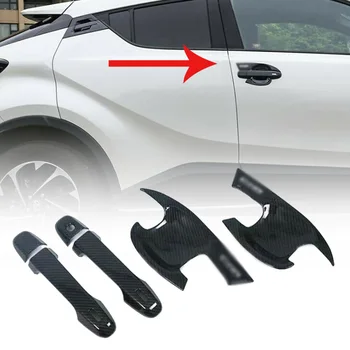 

4pcs Carbon Fiber Style Car Door Handle Cover Trim For Toyota CHR C-HR 2016-18 Car Decoration Accessories Car Trims