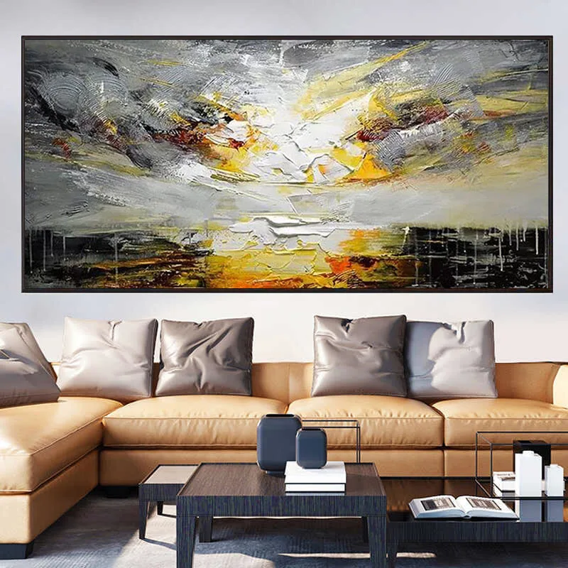 

Hand Painted Modern Abstract Palette Knife Oil Painting on Canvas Living Room Wall Picture For Home Decor Large Art Frameless