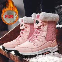 Fashion Women Boots High Quality Mid-Calf Winter Snow Boots Women Lace-up Comfortable Outdoor Non-slip Rain Boots