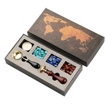 

DIY Custom Stamps Wax Seal Box Kit Detachable Stamp Spoon Set Sealing Beads Envelope Wedding Packaging Gifts Postcard Stamping