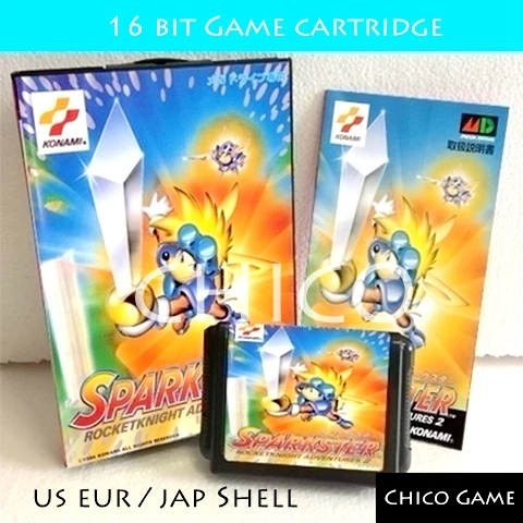 Sparkster с коробкой и руководство для Sega megadrive игровой консоли 16 бит MD карты