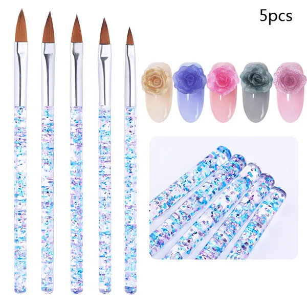 5pcs nail brush Ur Sugar косметика парфюмерия диспенсер 5 мл флуоресцентный 3 в 1 Dip порошок для ногтей акриловая пудра резьба расширение строитель для художественного оформления ногтей, естественной сухости - Цвет: 5pcs nail brush