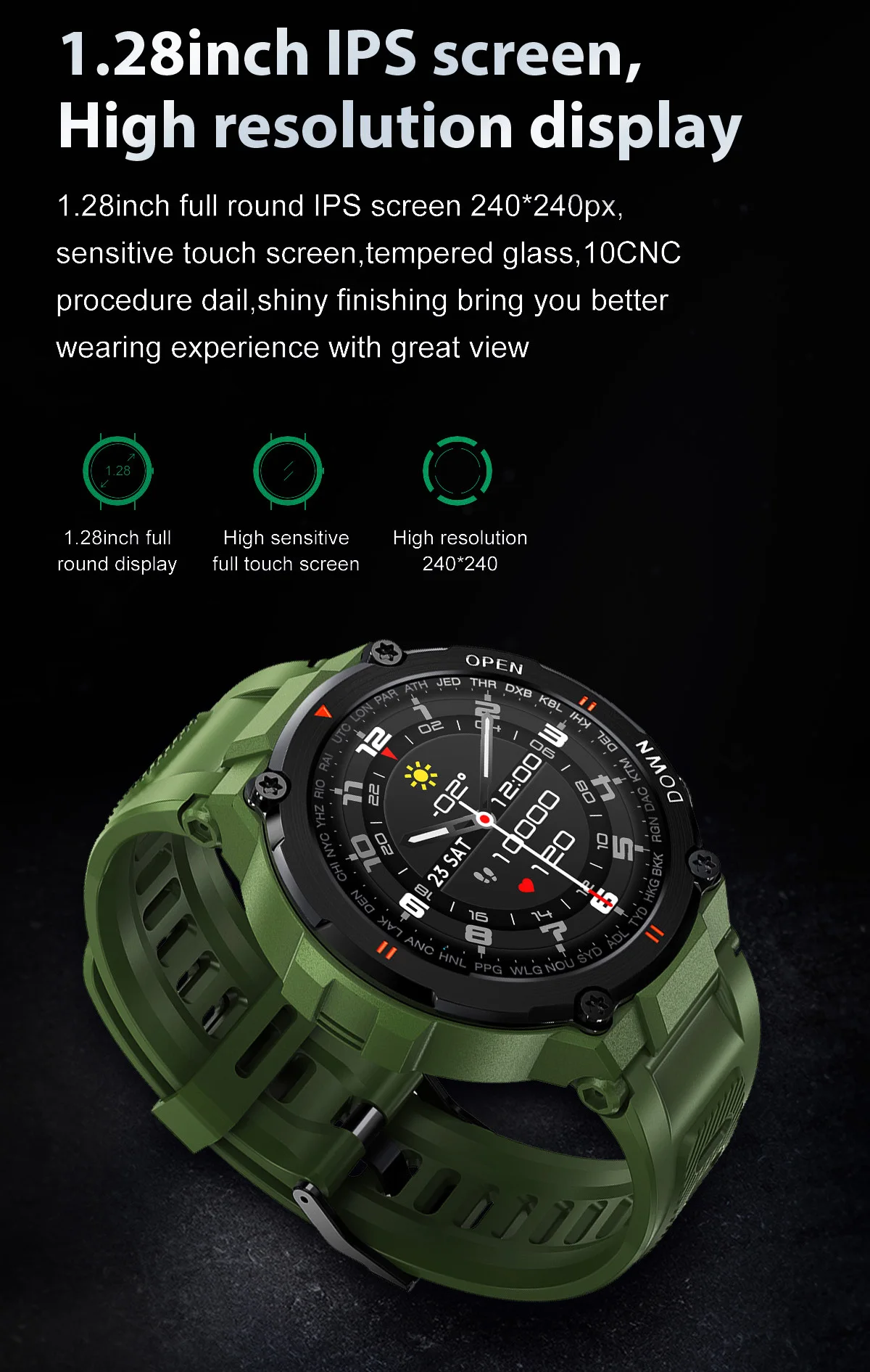 Military Smart Watch Men Outdoor Waterproof Tactical Smartwatch Bluetooth Dail Calls Speaker Fitness Tracker for iPhone Samsung