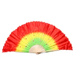 Zhuoao Dance Fan Dance Fans двусторонний удлиненный трехцветный градиентный танцевальный вентилятор квадратный Yangko Fan