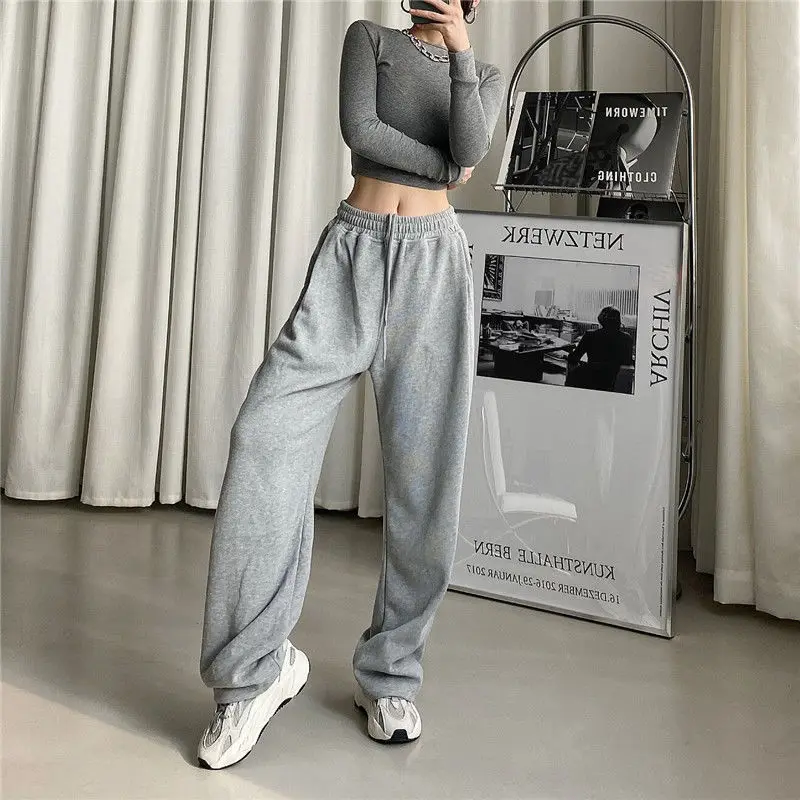 

Gray Sweatpants Women Baggy Harem Pants Wide Leg Sweat Pants Oversized Harajuku Joggers Woman High Waisted Black Trousers