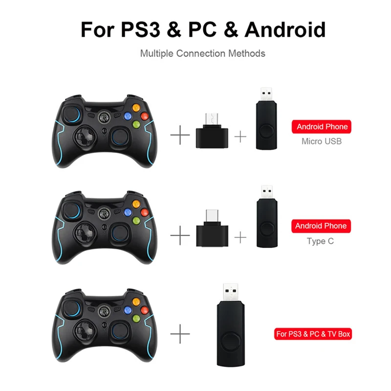 Джойстик беспроводной 2 4G для ПК Windows PS3 ТВ приставки смартфонов на Android|Геймпады| |