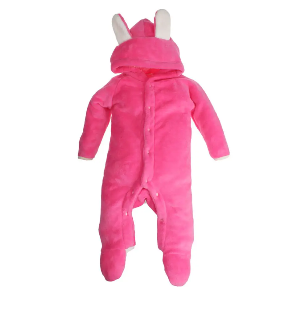 Little J Baby/теплые ромперы с ушками кролика для малышей; сезон осень-зима; Стильный комбинезон с кроликом для малышей; хлопковые комбинезоны с заячьими ушками для мальчиков и девочек; одежда с капюшоном