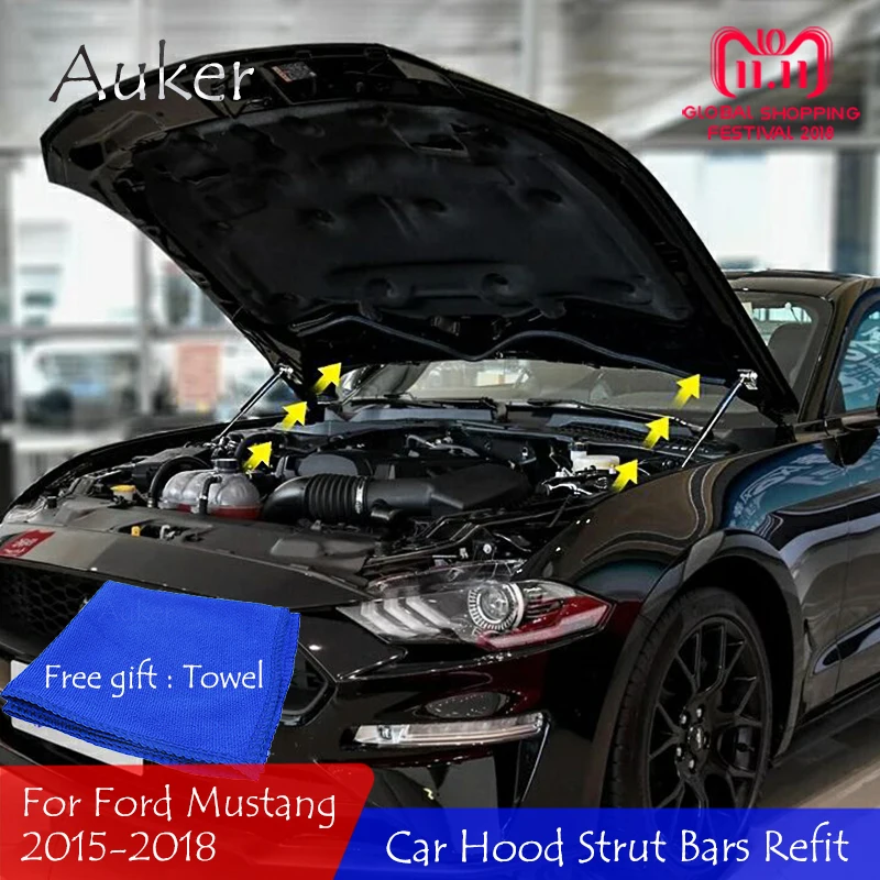  For Ford Mustang 2015-2018 Refit Bonnet Cover Hydraulic Rod Strut Bars Spring Shock Lift Support Br